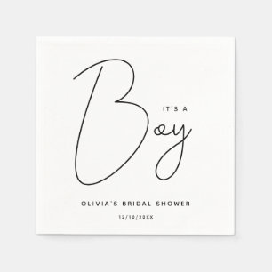 Modern script Baby shower Het is een jongen Servet