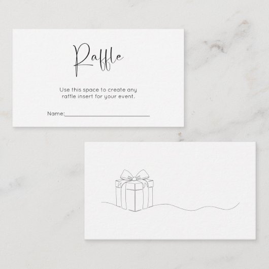 Modern Script Baby shower Raffle Informatiekaartje (Voorkant / Achterkant)