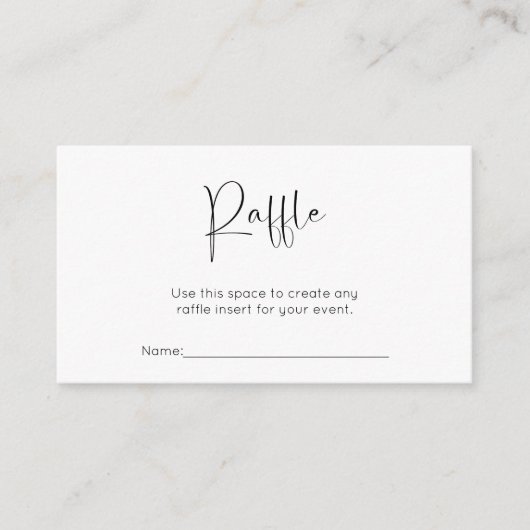 Modern Script Baby shower Raffle Informatiekaartje (Voorkant)