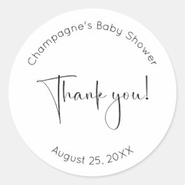 Modern Script-Baby shower Ronde Sticker