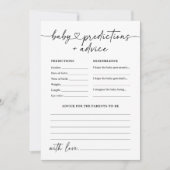 Modern Script Baby shower Voorspellingen en Advies Kaart (Voorkant)