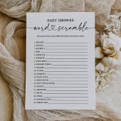 Modern Script Baby shower Word Scramble Game Kaart