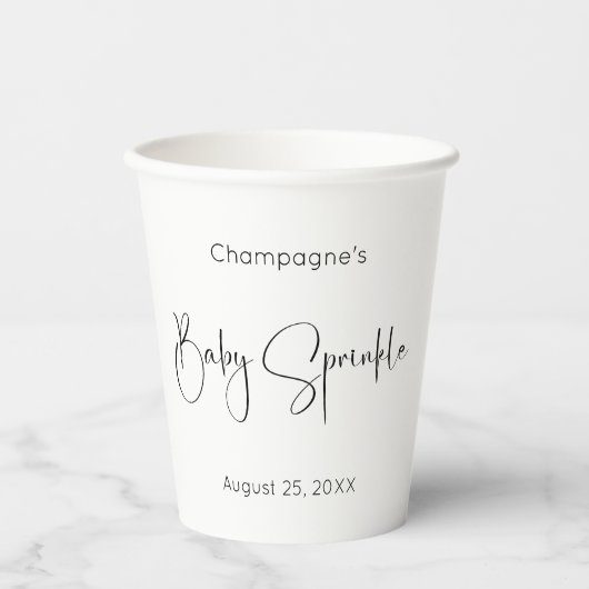 Modern Script Baby Sprinkle Papieren Bekers (Voorkant)