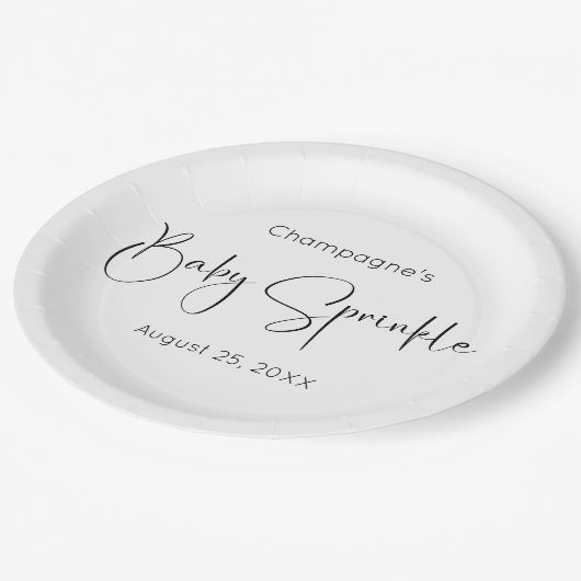 Modern Script Baby Sprinkle Papieren Bordje (Gekanteld)