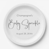 Modern Script Baby Sprinkle Papieren Bordje (Voorkant)