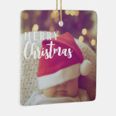 Modern Script Baby's Eerste Kerstfoto Keramisch Ornament (Rechts)