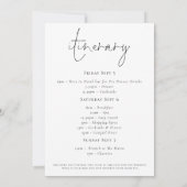 Modern Script Bachelorette Weekend Itinerary Kaart (Achterkant)