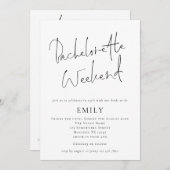 Modern Script Bachelorette Weekend Itinerary Kaart (Voorkant / Achterkant)