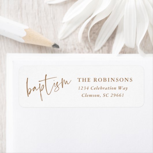 Modern Script Baptism Christening Return Address Etiket (Insitu)