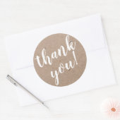 Modern script bedankt Eenvoudige Craft Rustic Ronde Sticker (Envelop)