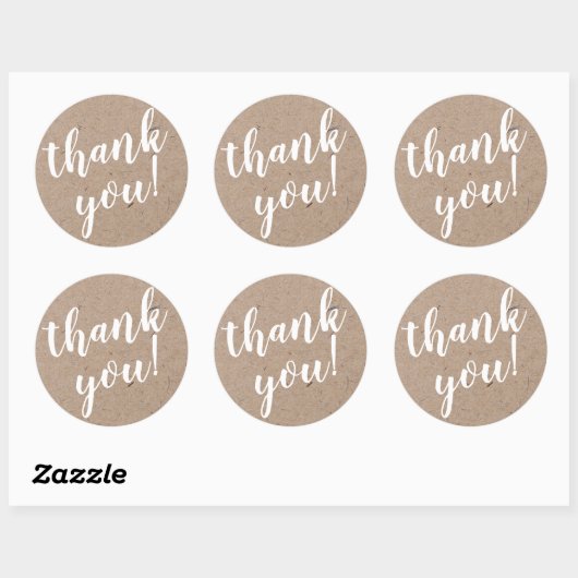Modern script bedankt Eenvoudige Craft Rustic Ronde Sticker (Vel)