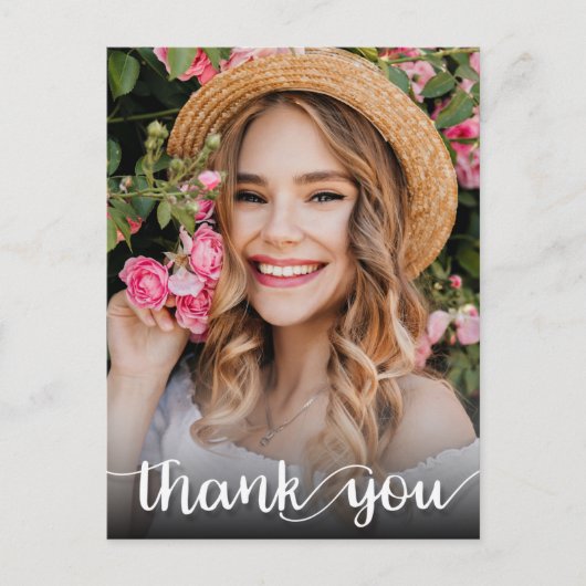 Modern script bedankt foto-Afstuderen Briefkaart (Voorkant)