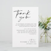 Modern script bedankt je bruiloft-ontvangstkaart (Staand voorkant)