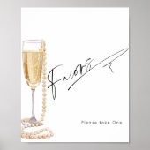 Modern Script begunstigt parels en Prosecco douche Poster (Voorkant)