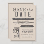 Modern script beige en grijs Save the Date (Voorkant / Achterkant)