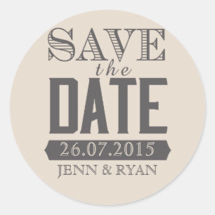 MODERN SCRIPT BEIGE & GREY BEWAAR DE DATUM STICKER