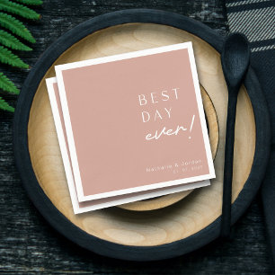 Modern Script Beste dag ooit Terracotta bruiloft Servet