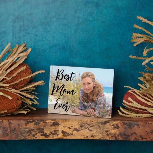 Modern Script Beste mam ooit foto Fotoplaat (Zijkant)