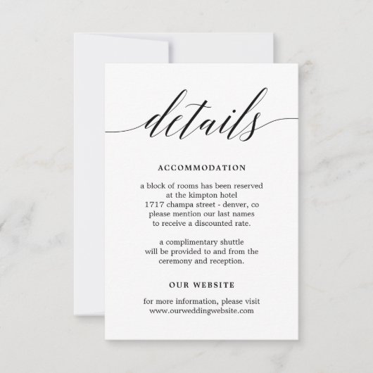 Modern Script BEWERKBARE KLEUR Details Kaart MSC (Voorkant)