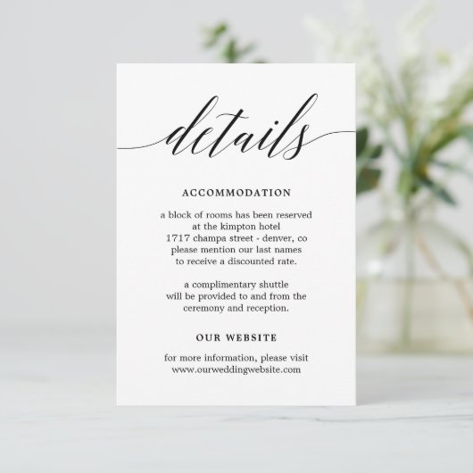 Modern Script BEWERKBARE KLEUR Details Kaart MSC (Staand voorkant)