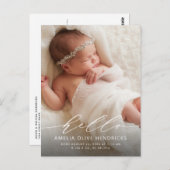 Modern Script Birth Announcement Briefkaart (Voorkant / Achterkant)