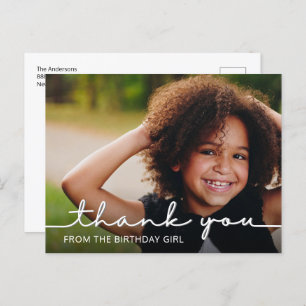 Modern Script Birthday Bedankt Foto Briefkaart