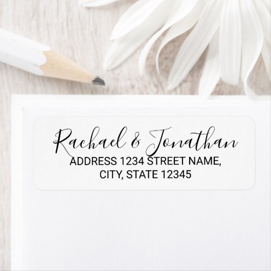 Modern Script Black and White Wedding Etiket (Insitu)