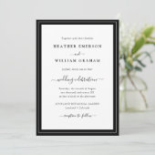 Modern Script Black and White Wedding Kaart (Staand voorkant)