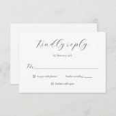 Modern Script Black and White Wedding RSVP Kaartje (Voorkant / Achterkant)