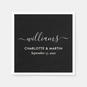 Modern Script Black and White Wedding Servet