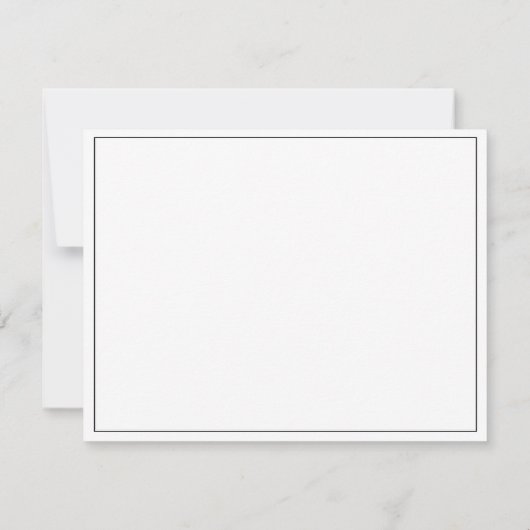 Modern Script Black Heart Border Monogram Notitiekaartje (Achterkant)