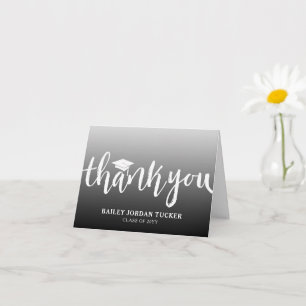Modern Script Black Ombre Afstuderen Hartelijk dan Kaart