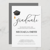 Modern Script Black Pet College Afstudeerfeest Kaart (Voorkant / Achterkant)