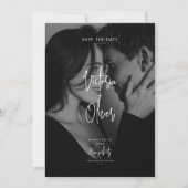 Modern Script Black Redactioneel Foto Bewaar de Da Save The Date (Voorkant)