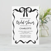 Modern Script Black Ribbon Bow Vrijgezellenfeest Kaart (Staand voorkant)