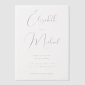 Modern Script Black Wedding Overlay Vellum Uitnodigingen (Voorkant)