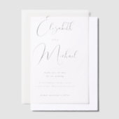 Modern Script Black Wedding Overlay Vellum Uitnodigingen (Offset)