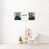 Modern Script Black White 2-Photo Graduation Party Spandoek (Insitu)