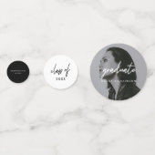 Modern Script Black & White Photo Graduation Party Confetti (Voorkanten)
