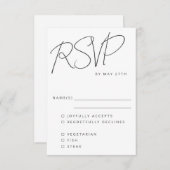 Modern Script Black White Wedding Meal Choice RSVP Kaartje (Voorkant / Achterkant)