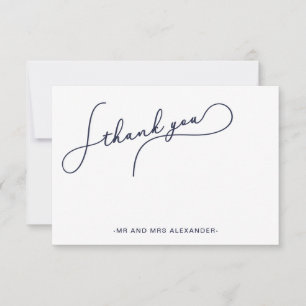 Modern Script Blauw en Faux Gold Bedankt