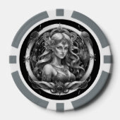 Modern Script Blauw Goud Maiden Sign Custom Maagd Poker Chips (Voorkant)