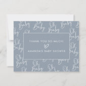 Modern Script Blauw Oh Baby Eenvoudig Baby shower Bedankkaart (Voorkant)