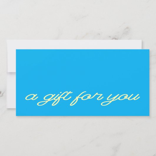 Modern Script Blauwe QR Code Cadeaubon (Voorkant)
