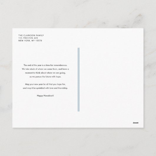 Modern Script Blue Happy Hanukkah Foto Feestdagenkaart (Achterkant)