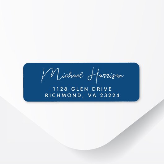 Modern Script Blue Return-adres Etiket