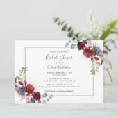 Modern Script Blush Burgundy Floral Vrijgezellenfe Kaart (Staand voorkant)
