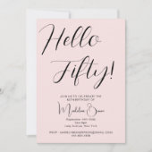 Modern Script Blush Pink 50ste verjaardag Kaart (Voorkant)