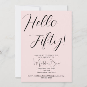 Modern Script Blush Pink 50ste verjaardag Kaart
