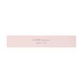 Modern script Blush Pink Navy Blue Wedding Uitnodigingen Wikkel (Vlak)